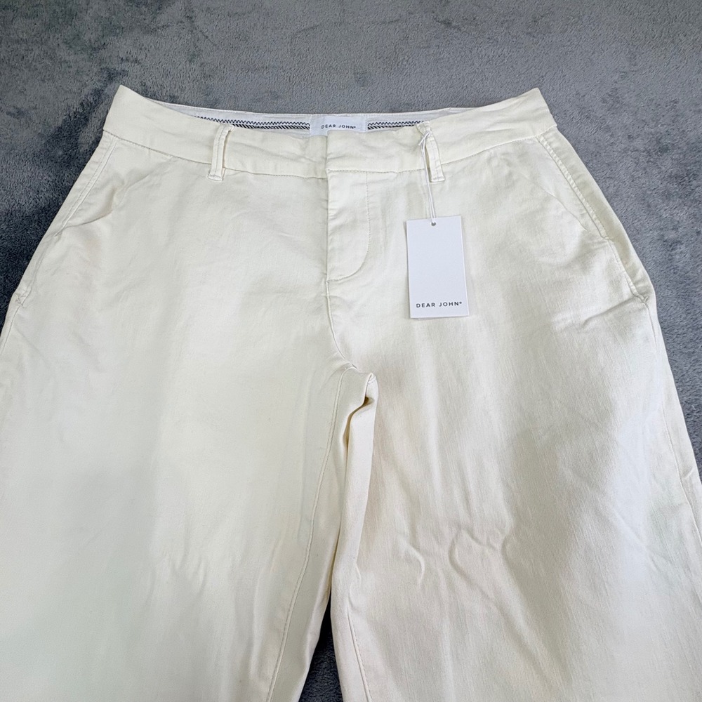 Dear John Women 31 Ivory Chino Trousers Straight Leg Stretch Coastal Minimal - Picture 3 of 8